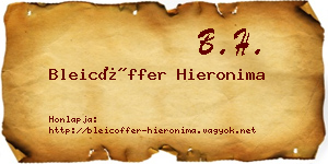 Bleicöffer Hieronima névjegykártya